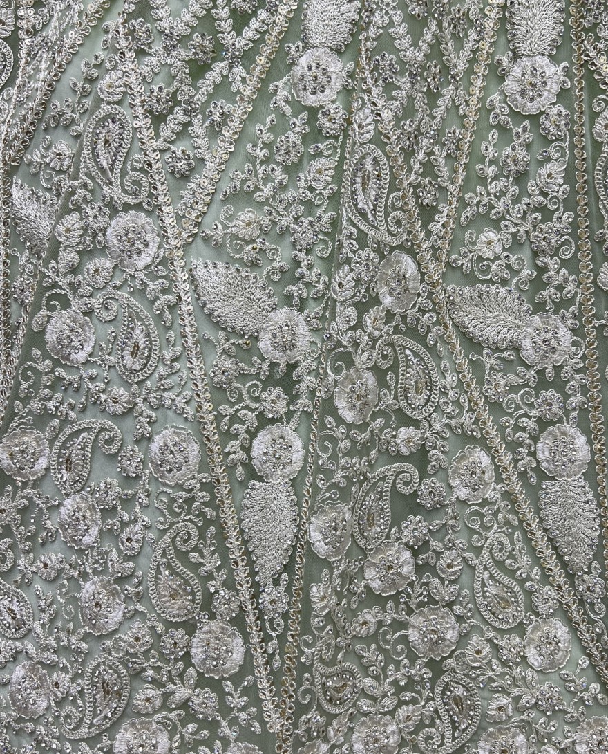 2564-green - Dori and Zircon Diamond green Combine Designer Partywear Lehengacholi 